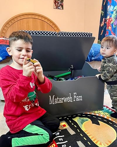 Miniatura 13 de DIBSIES Caja de juguetes personalizada Creative Wonders, serie Signature para niños, 30 x 19.25 x 18 pulgadas, tapa de cierre suave (blanco)