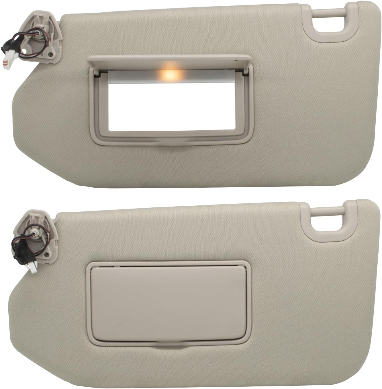 Driver Left & Passenger Right Side Sun Visor Replacement Compatible with2013-2018 Pathfinder 2014-17 Infiniti QX60 and 2013 Infiniti JX35 with Lamp & Mirror Replaces 96401-9PB0A 964009PB0A Color Beige