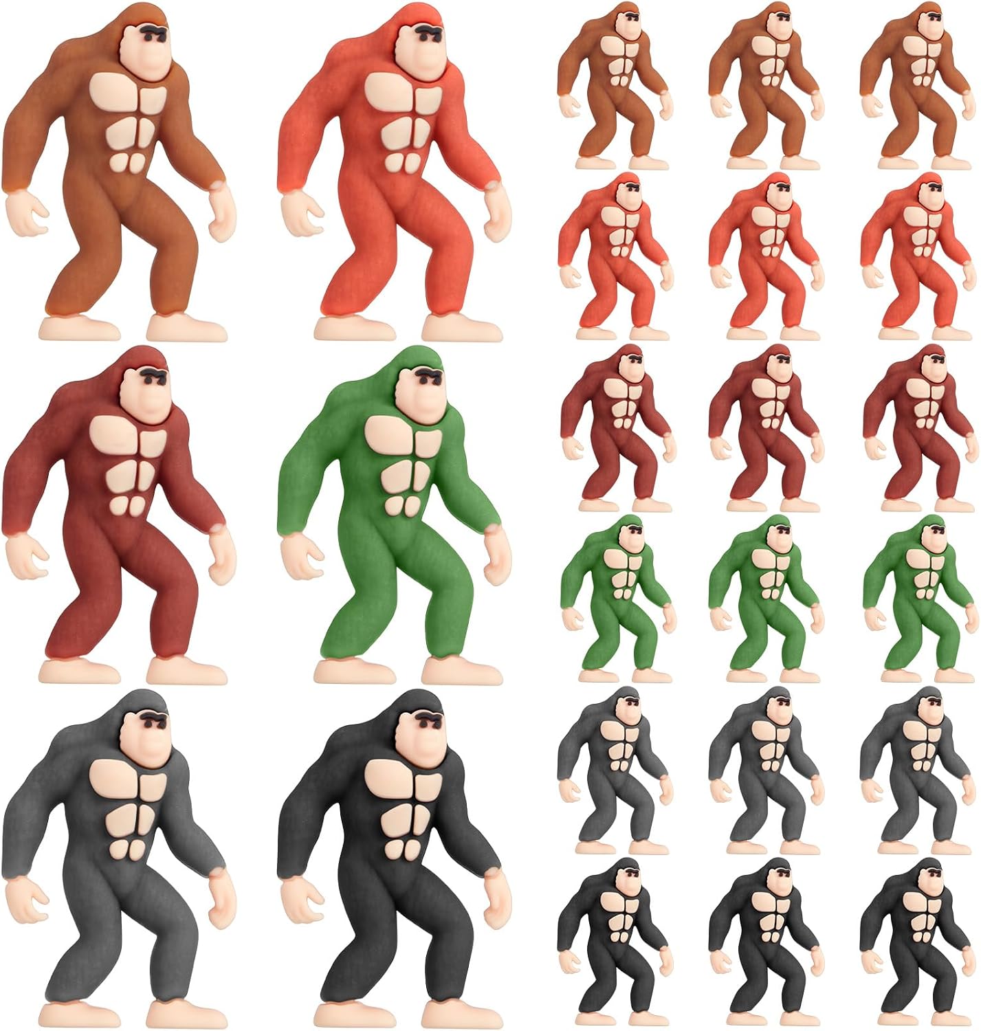 Weysat 24 Pack Mini Sasquatch Figures Small Bigfoot PVC, Bigfoot, Mixcolor
