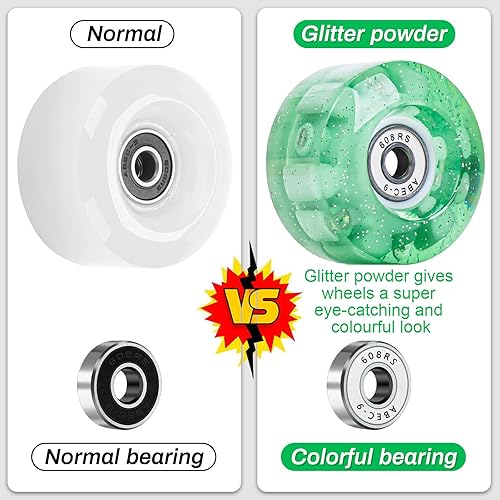 Miniatura 2 de Nezylaf Paquete de 8 ruedas de patinaje iluminado, ruedas LED de dureza 78A con rodamientos ABEC-9 de primera calidad, accesorios iluminadores para