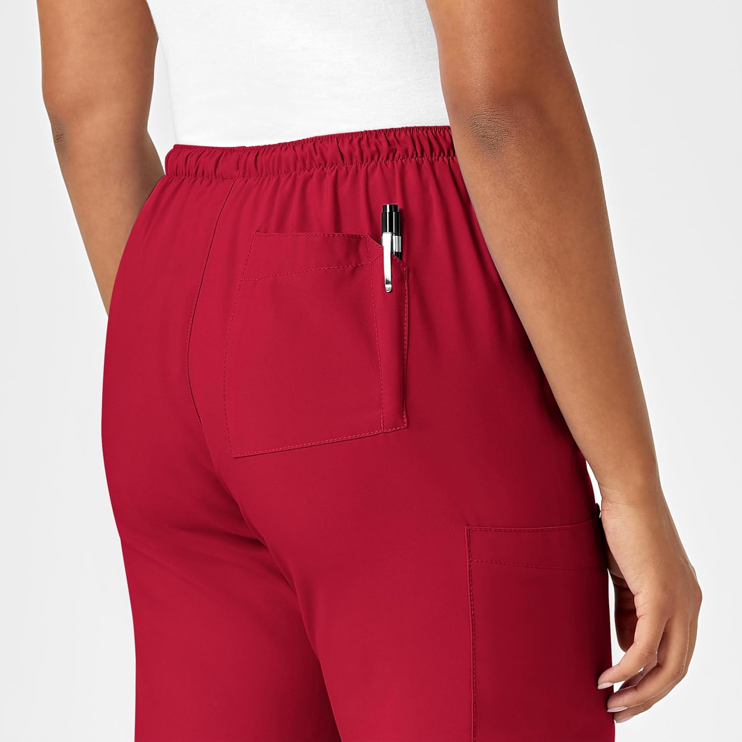 WonderWink W123 Women’s Drawstring Scrub Pant — Red, Medium Tall