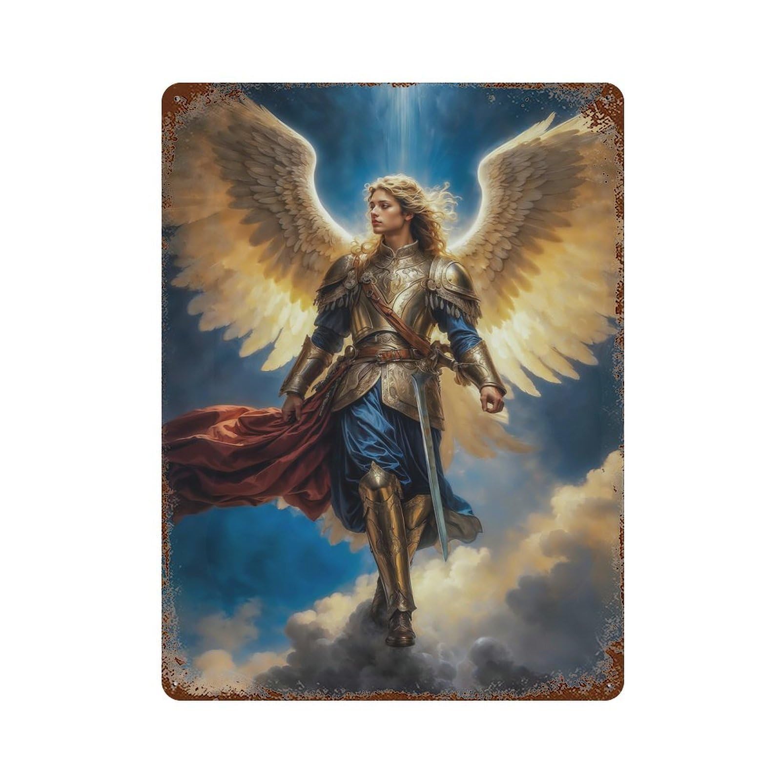 Archangel of Radiant Glory, Archangel Michael Vintage Rust Metal Sign 15.7"x11.8", for Basement, Hobby Room And Garage Decor, Farmhouse Wall Decor