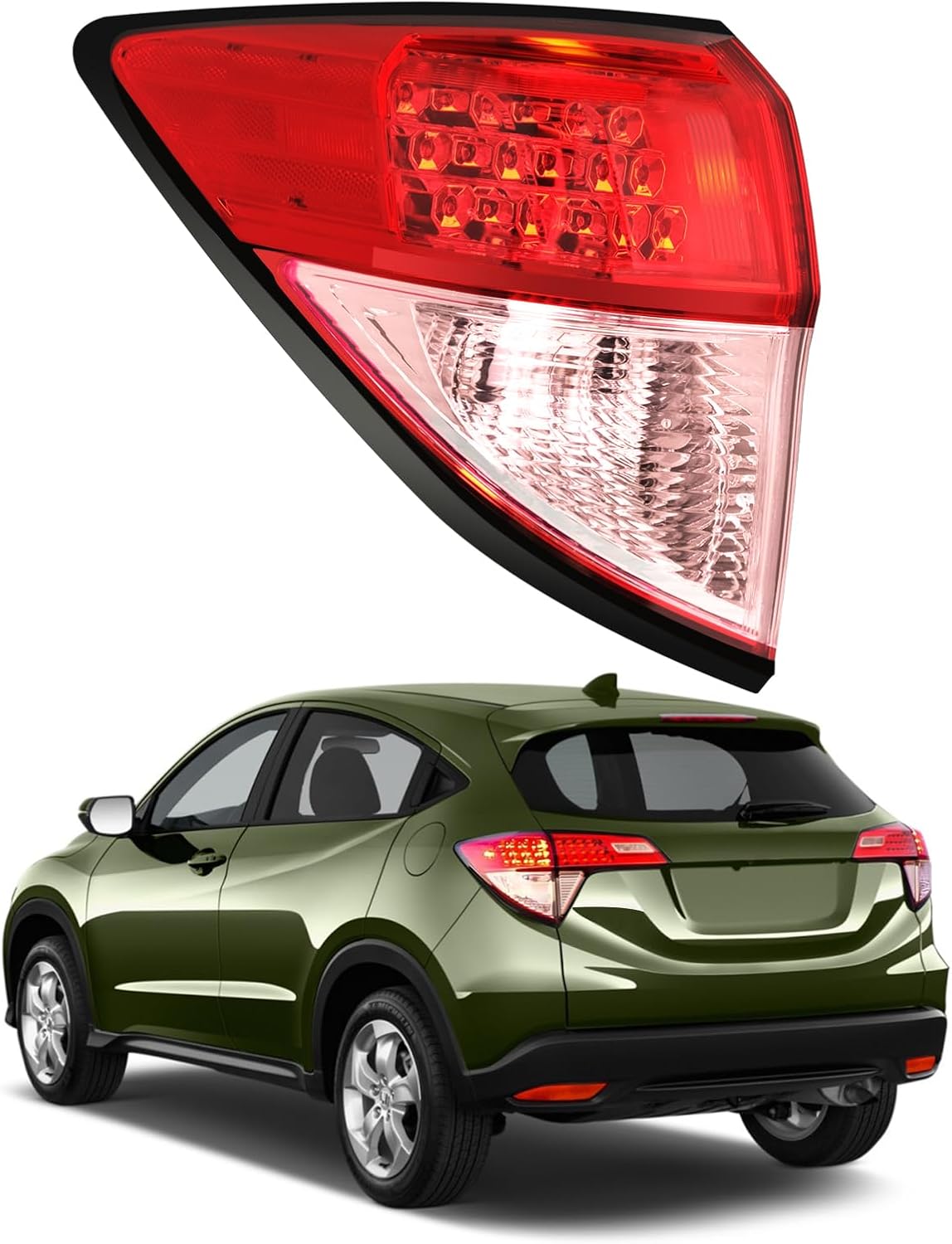 Driver Side Tail Light Assembly Compatible with 2016 2017 2018 2019 2020 2021 2022 Honda HRV, Left Taillight Set, Rear Outer Taillamp Replacement 3355T7SA01 33552T7WA31 HO2804109 HO2804119