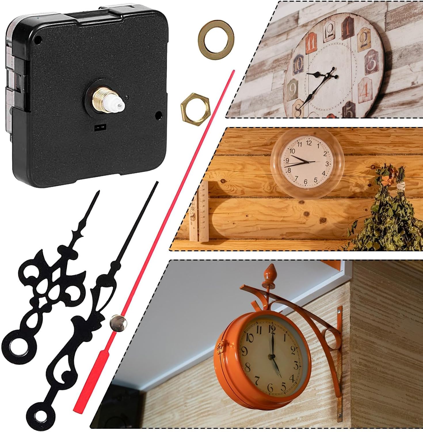 Clock Mechanism for Cross Embroidery – 12 mm Shaft & 5 mm Thread for 1-2 mm Boards | Quiet, Smooth & Accurate for Crafts, 3D Embroidery & Frameless Watches (Batteries Not Included)
