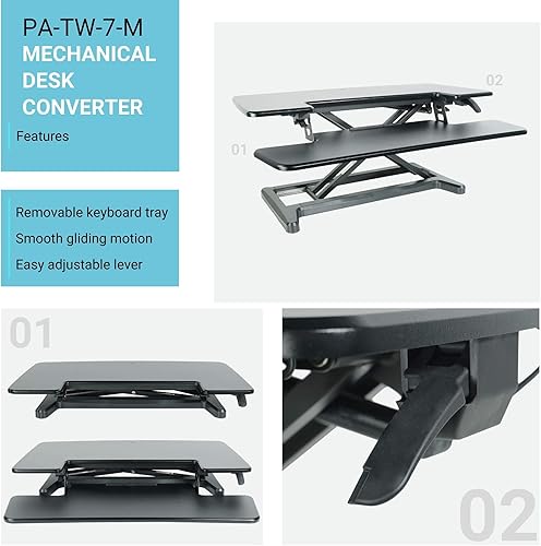 Miniatura 4 de PROGRESSIVE AUTOMATIONS Convertidor de escritorio ajustable para computadora, estación de trabajo de pie para oficina en casa, elevador de