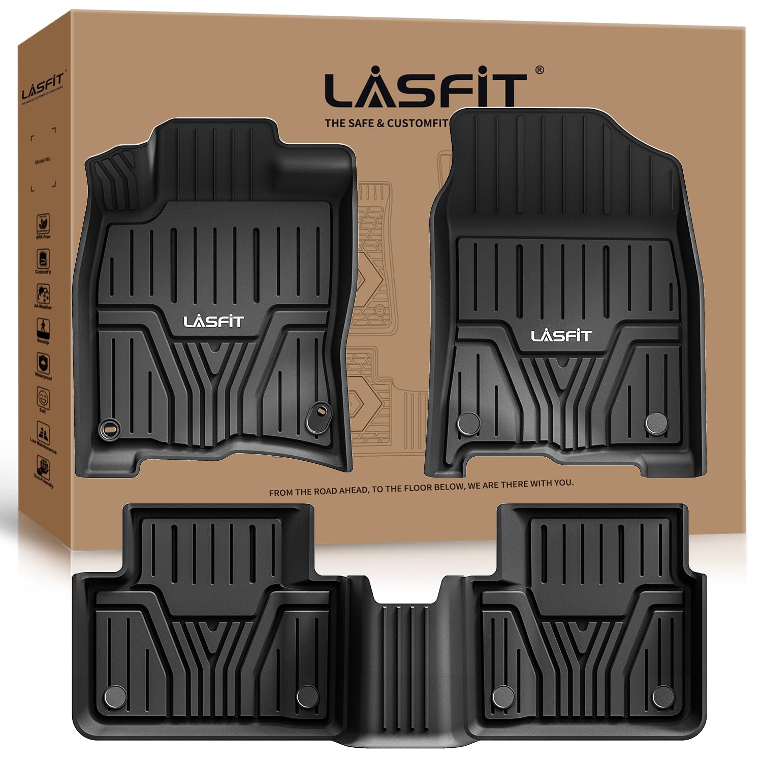 LASFIT Floor Mats for Honda Civic Sedan 2016-2021 Hatchback 2017-2021 Coupe 2016-2020 All Weather TPE Custom Fit Floor