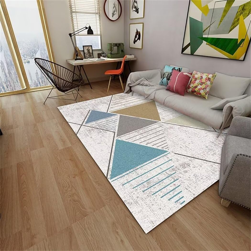 Tapis doux chambre fille antidérapant et résistant aux taches bleu 170x240cm