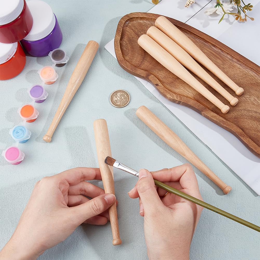 GORGECRAFT 6Pcs Mini Baseball Bats 5.9 Inch Long Unfinished Small Wooden Bats Unpainted Miniature Baseball Sports Display Stand Holder for DIY Painting Projects Party Favors Crafts image 3