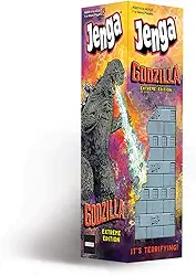 USAOPOLY Jenga: Godzilla Extreme Edition | Baseado na clássica franquia de filmes de monstro Godzilla | Jogo colecionável de Jenga | Jogo exclusivo com peça Godzilla móvel