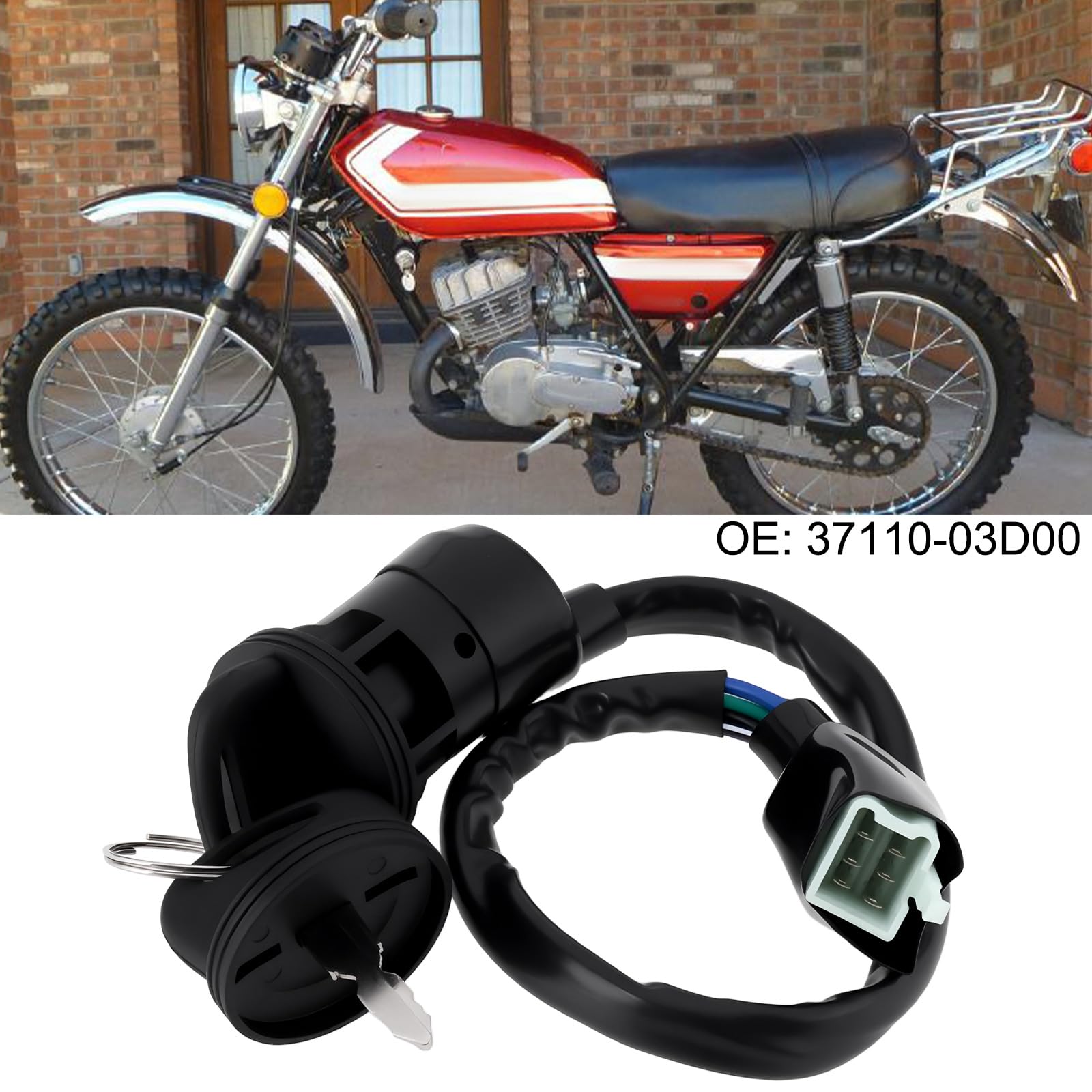 EMSea Interrupteur D'allumage 6 Broches avec Clé pour Moto (37110-03D00) Compatible avec Suzuki TS125 DR350