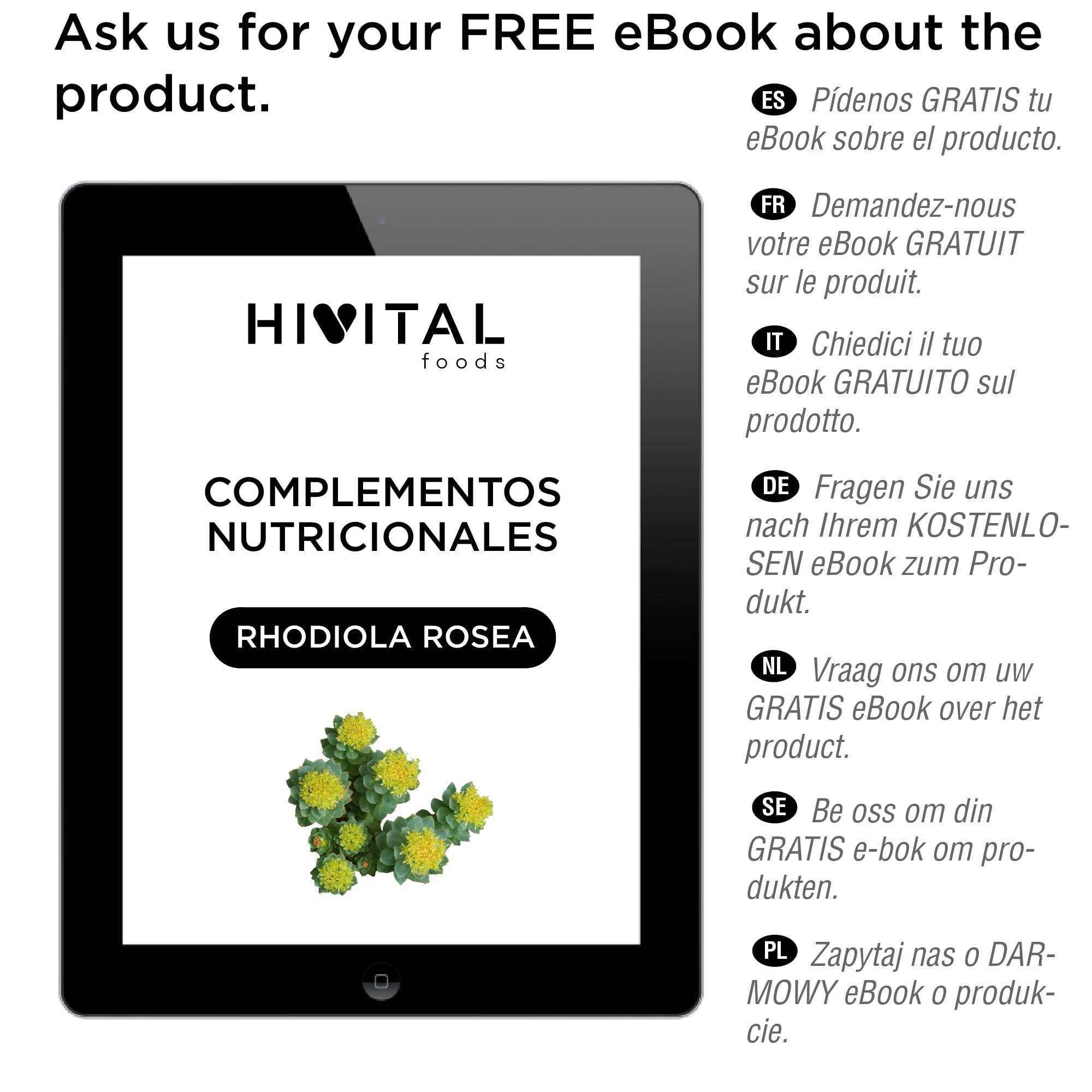 Rhodiola Rosea 4000 mg. 180 gélules végétaliennes pour 6 mois de traitement. Rhodiola avec 3% Salidrósides, avec Ginseng Sibérien, Safran et Vitamine B6. Fabriqué en Europe par HIVITAL