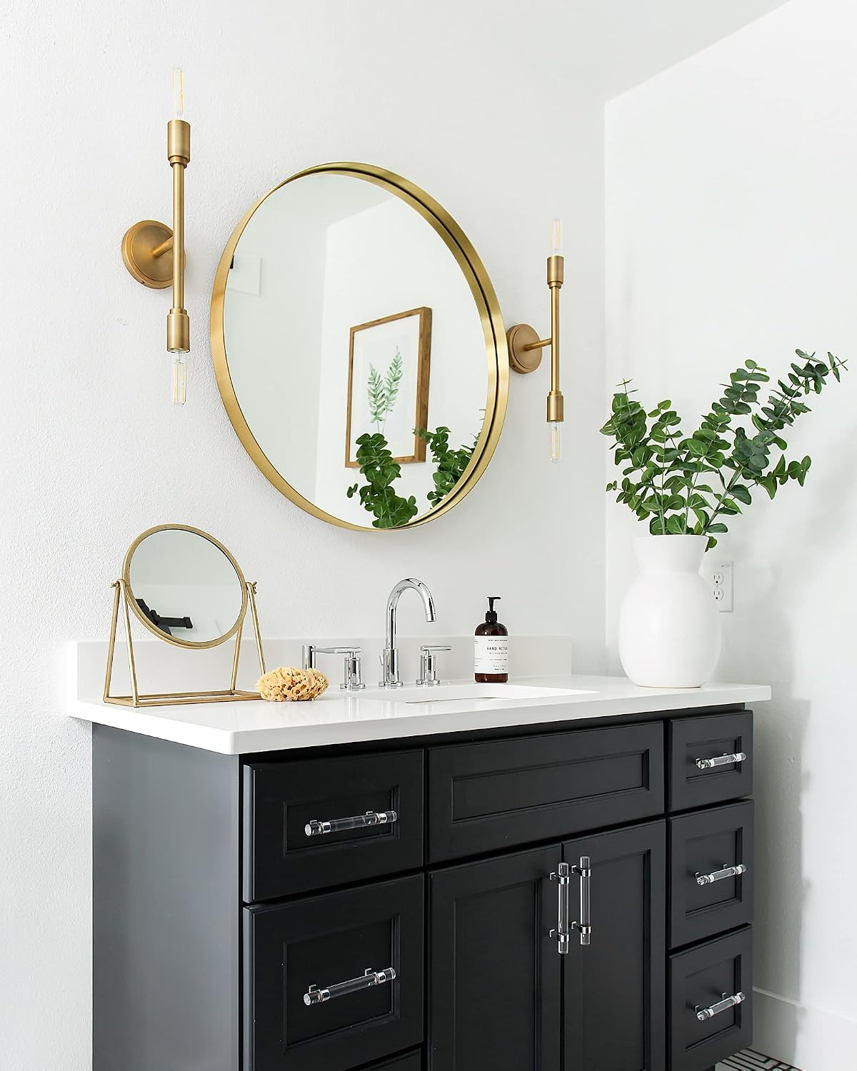 Buy Round Gold Bathroom Mirror Circle Wall Mirror 24inch Wall Mounted Mirror Bathroom Vanity Mirror Gold Metal Framed Living Room