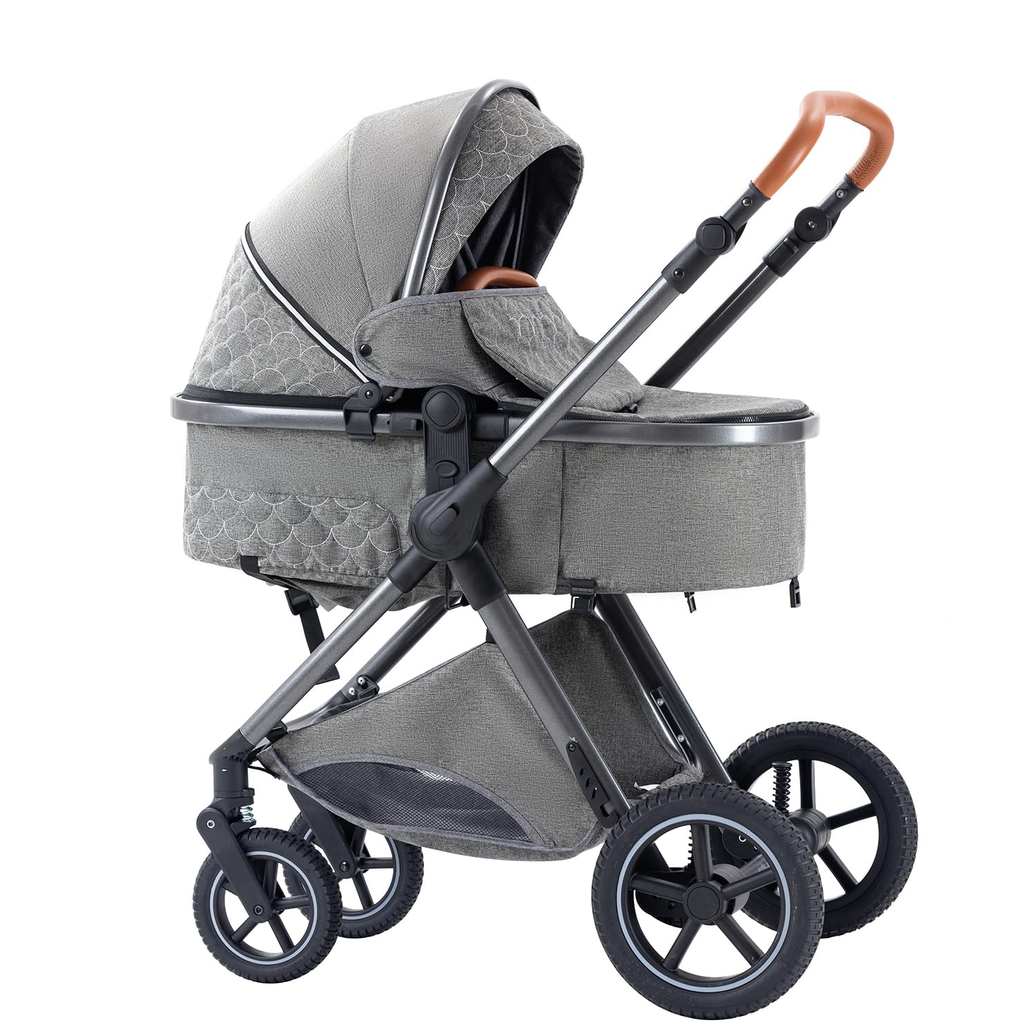 Poussettes 3 en 1 Citadines Poussettes Combinées Poussette Tricycle Baby Walker Poussette Haute Paysage Poussettes Landau pour 0-36 mois Pliantes Trolley Bébé (H2-DEEPGREY, H2)