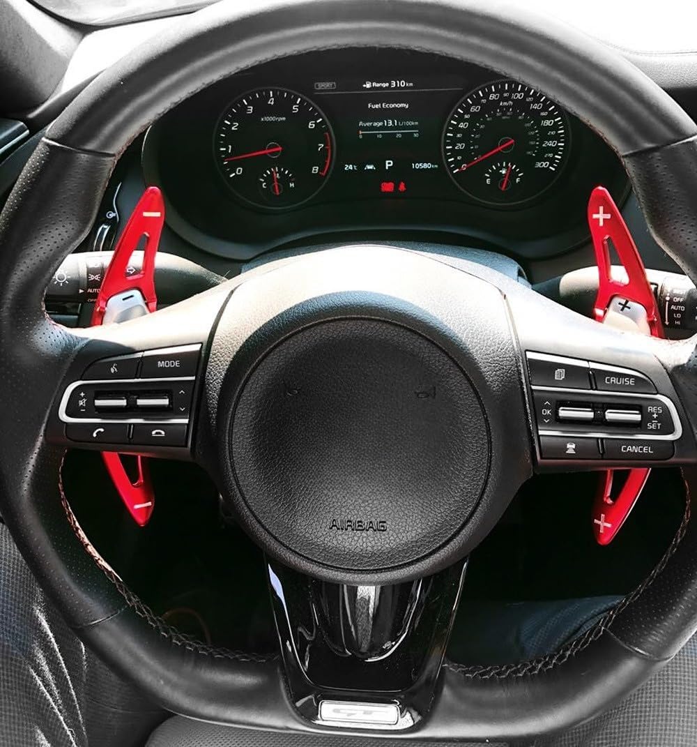 iJDMTOY Sports Red CNC Billet Aluminum Large Paddle Extensions Compatible with 2018-up Kia Stinger (CK)