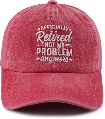 Officially Retired Hat for Women Men, Funny Adjustable Cotton Embroidery Retirement Baseball Cap