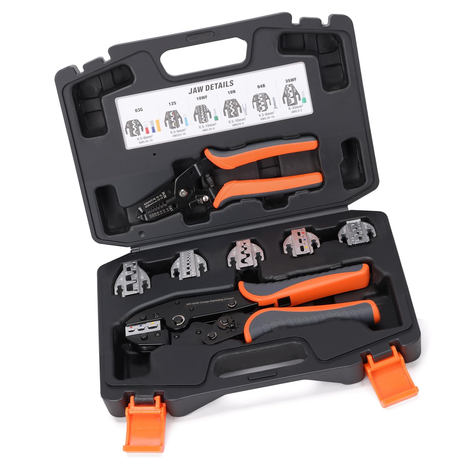 Fromceo Electrical Ratcheting Crimper With Quick Changes Jawing For Insulated Terminals & Open Barrels Connectors 20 To 2 Fast Change Jaw Crimping Pliers