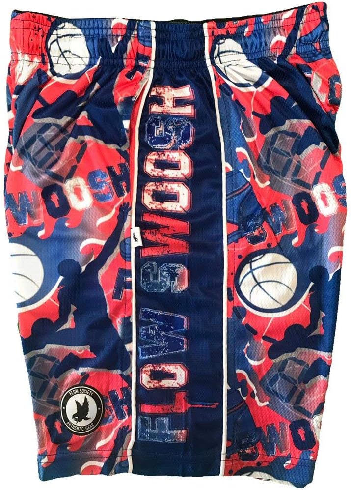 Flow Society Swoosh Blue & Red Attack Boys Shorts - Kids Athletic - Basketball - Baseball - Hockey - Football - Lacrosse - Image 3