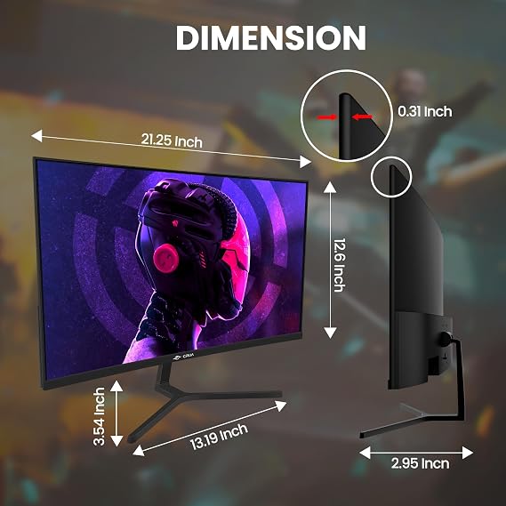 CRUA 24 FHD 1080P 180Hz Curved Gaming Monitor, 2800R, AMD FreeSync, Black | 120%sRGB, 3000:1, Low Blue Light, HDMI 1.4/DP 1.2, 3.5mm Audio and 75x75mm Wall Mount for PC Gaming, Streaming and Work