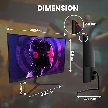 CRUA 24 FHD 1080P 180Hz Curved Gaming Monitor, 2800R, AMD FreeSync, Black | 120%sRGB, 3000:1, Low Blue Light, HDMI 1.4/DP 1.2, 3.5mm Audio and 75x75mm Wall Mount for PC Gaming, Streaming and Work
