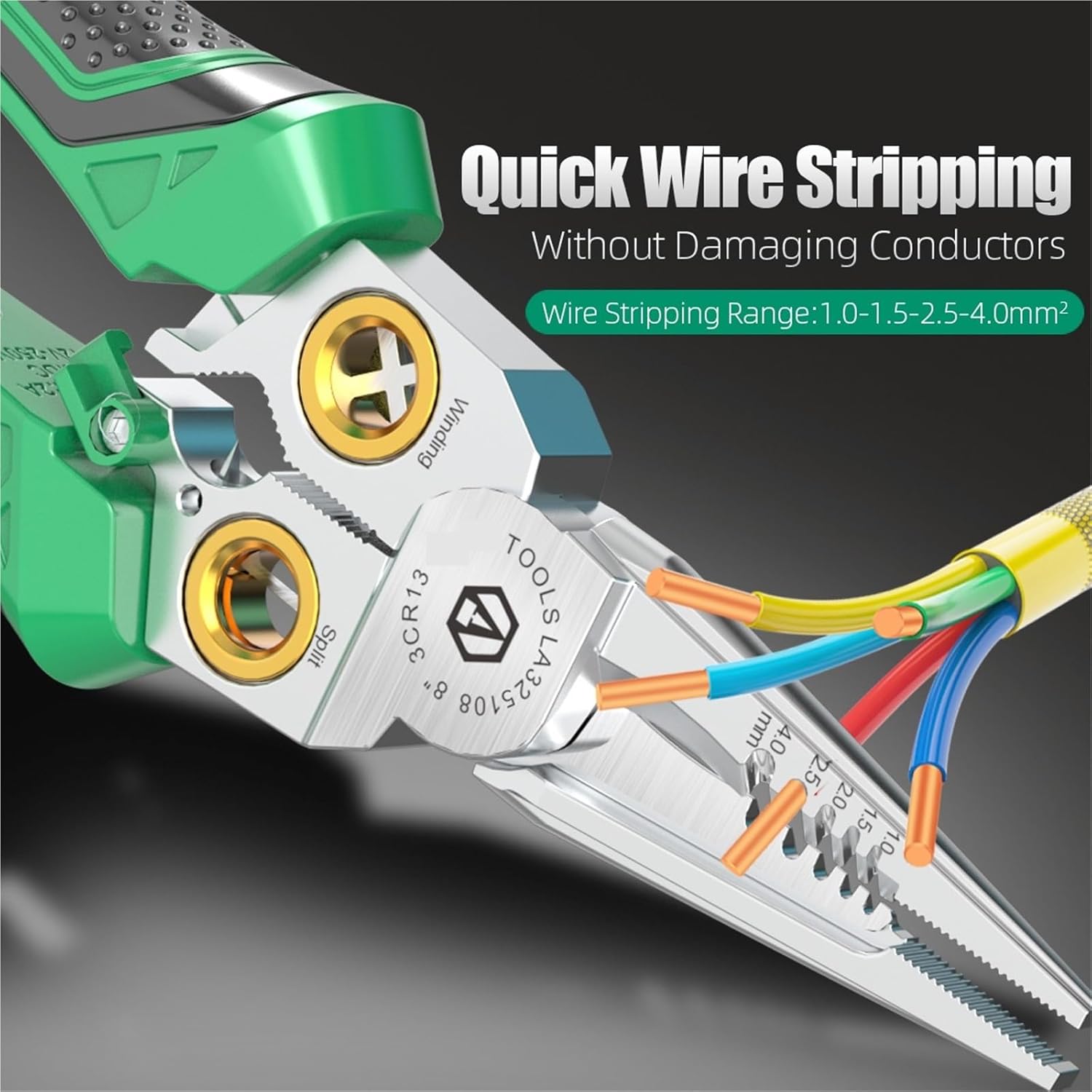 Lithium with Power Measurement Stripping Pliers 8 in 1 Multifunctional Wire Cutting Pliers Electrician Special Tools(LA325107(E Pen))