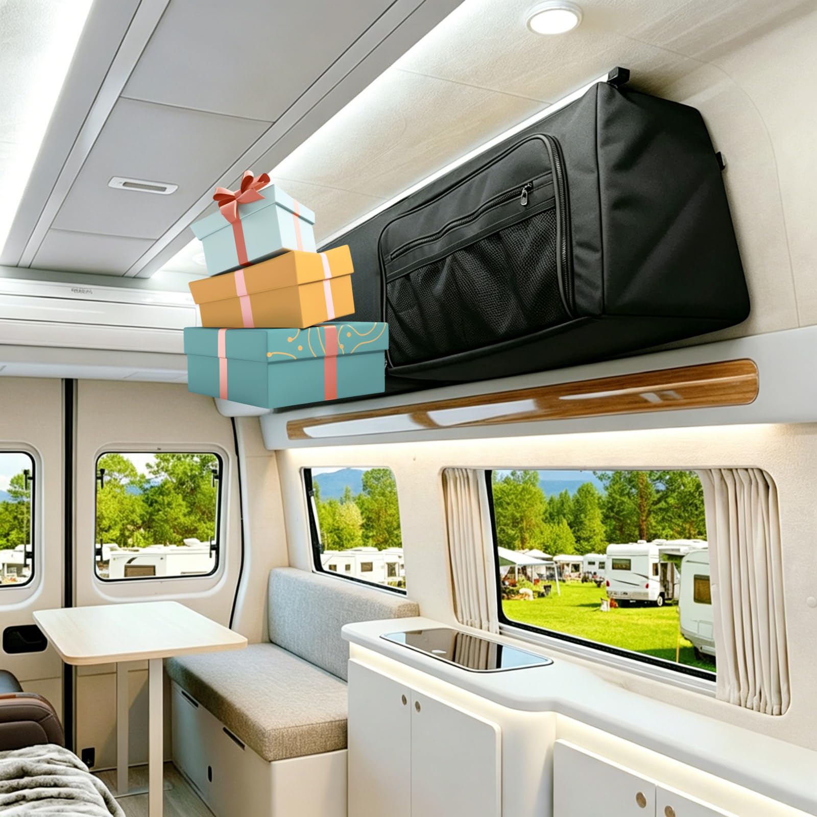 Wohnmobil-Überkopf-Aufbewahrungsschrank – strapazierfähige Aufbewahrungstasche für Dachmontage, speziell für Wohnmobile der Klasse B (für Transit, Sprinter-Modelle), inklusive