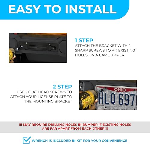 Miniatura 4 de Soporte de montaje de placa de parachoques delantero para Jeep + kit de tornillos y llaves