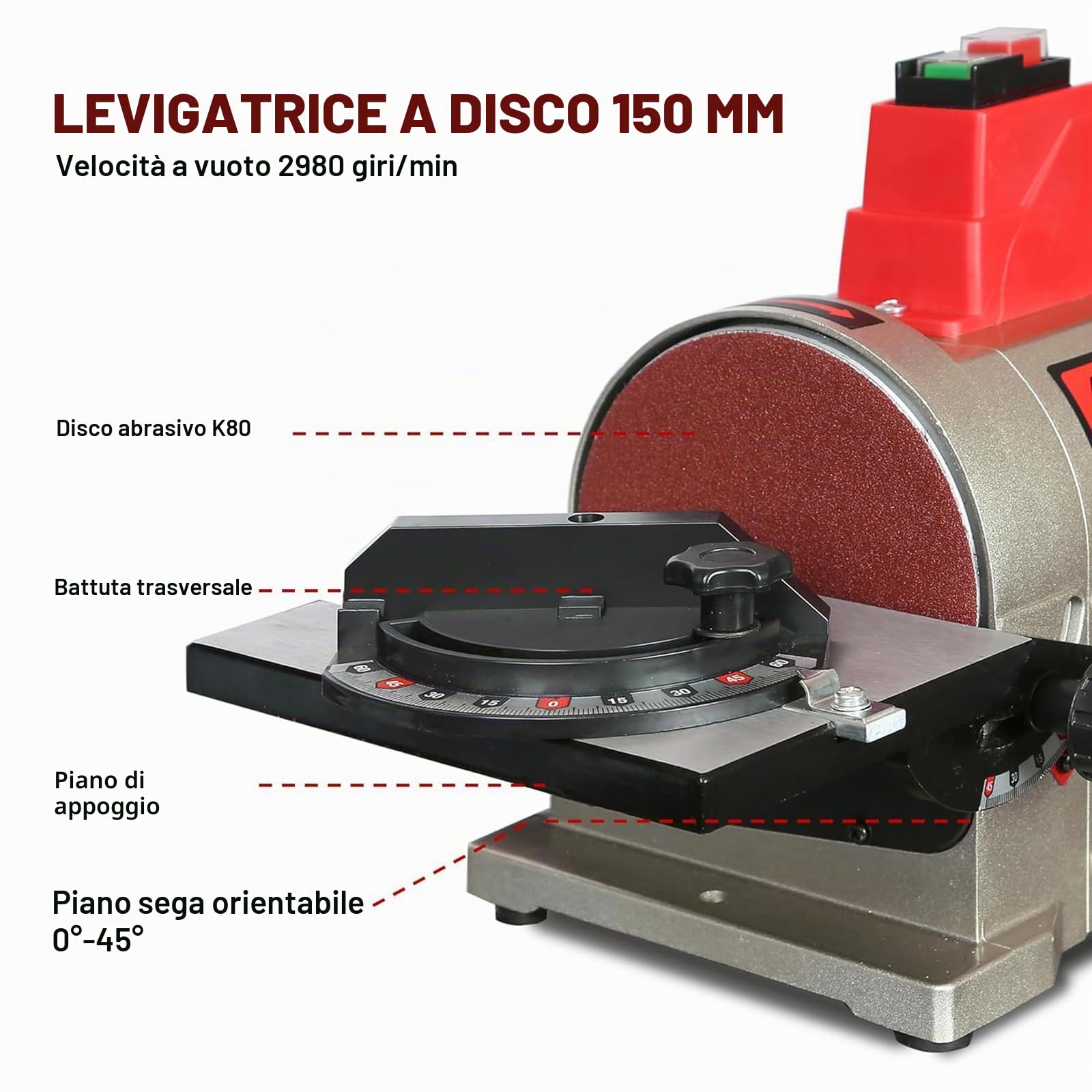 BUCKTOOL Levigatrice a nastro da 500 W, 100 x 914 mm e 150 mm, levigatrice | Velocità del nastro di 9,2 m/s e 2980 giri/min, azionamento diretto per la lavorazione del legno, levigatura di bordi
