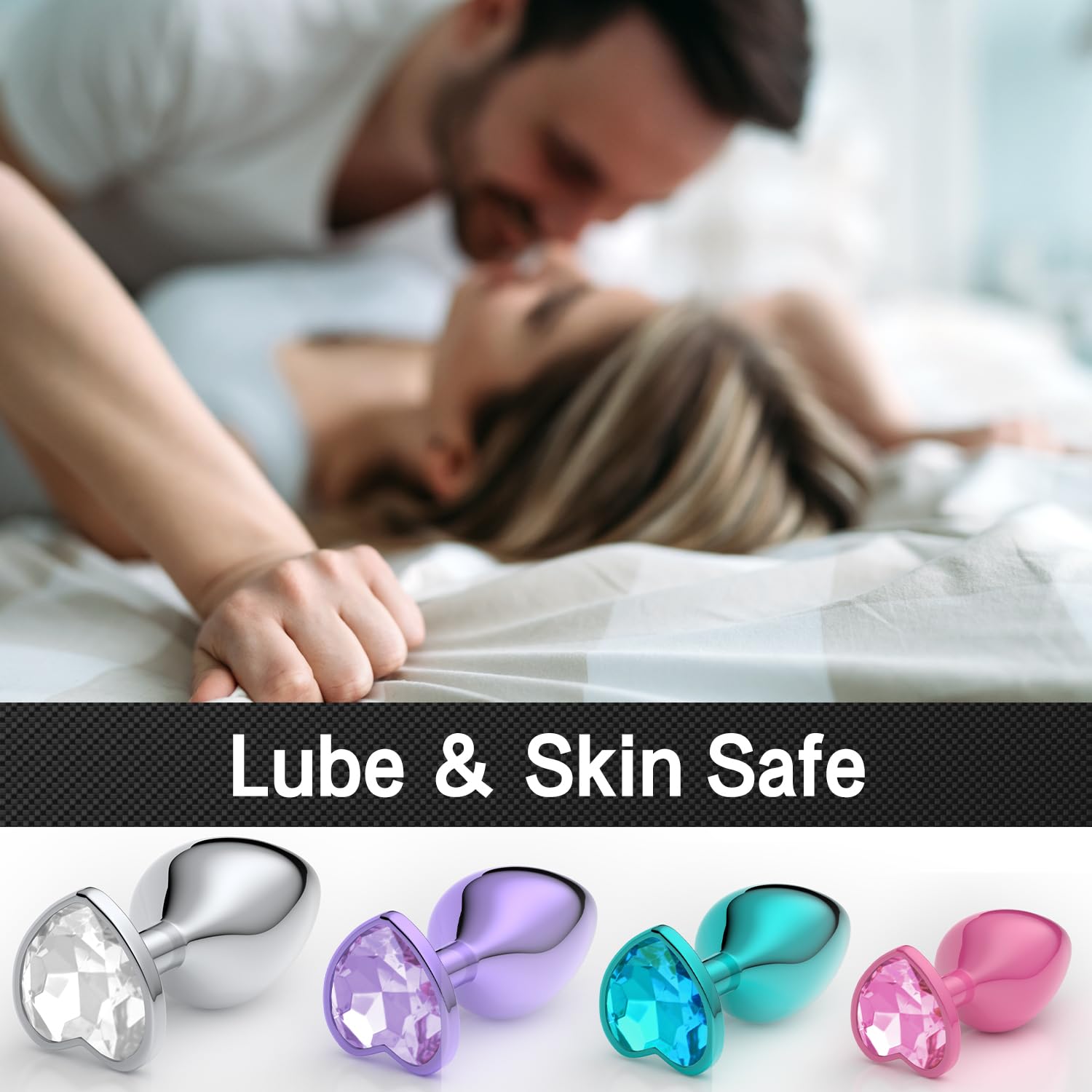 Anal Plug Beginner Set - 4 PCS Jewel Butt Plug Training Kit, Adult Anal Toys for Men, Women & Couples, Unisex Anal Trainer for Beginners to Advanced, P-Spot & Pleasure Enhancer: Heart Shaped Mixing