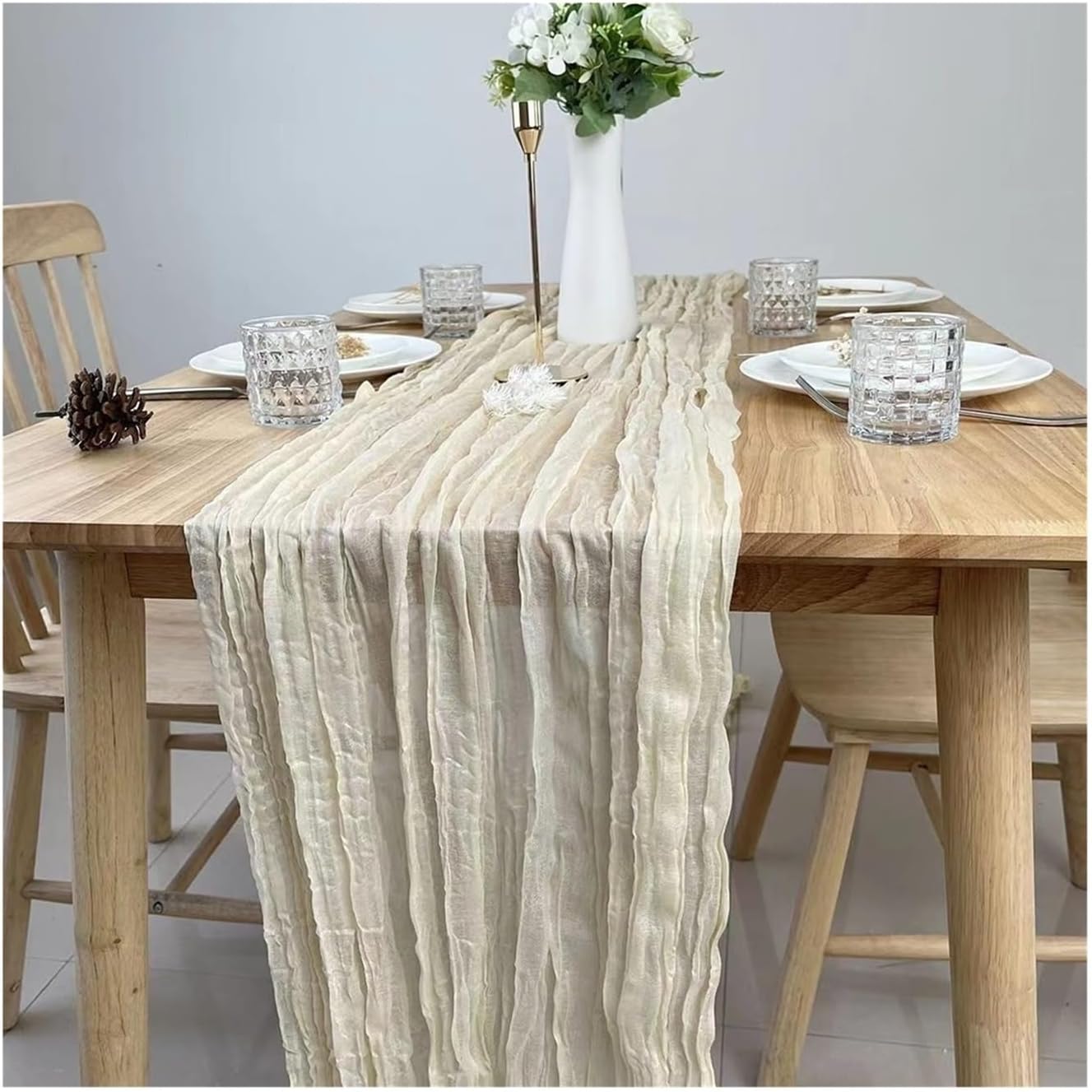 Table Runner for Home Decor Wedding Violet Gauze Table Runner Semi-Sheer Cheesecloth Setting Dining Vintage Party Banquets Arches Cake Decor(Color 8,90x180cm)
