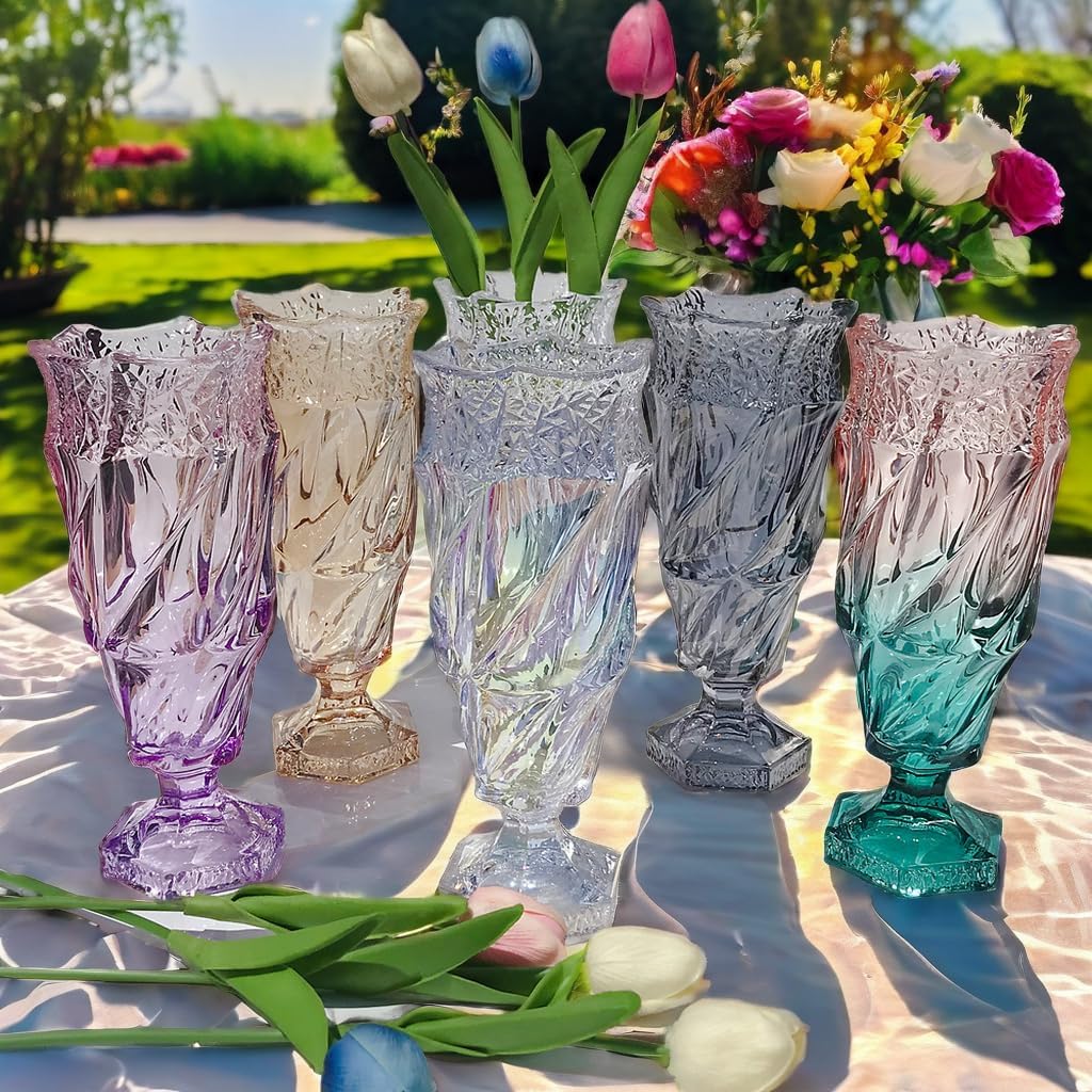 Glass Flower vase 2.4lb 9.5inch,Bohemian Style, for Centerpieces,Wedding,Home Decor Glass Vase (Purple Pink) - Image 6