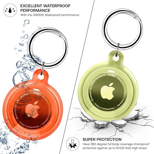Miniatura 2 de Paquete de 4 soportes para Airtag, funda impermeable para Apple AirTag con llavero, a prueba de golpes y polvo para rastreo de mascotas, bolsos,