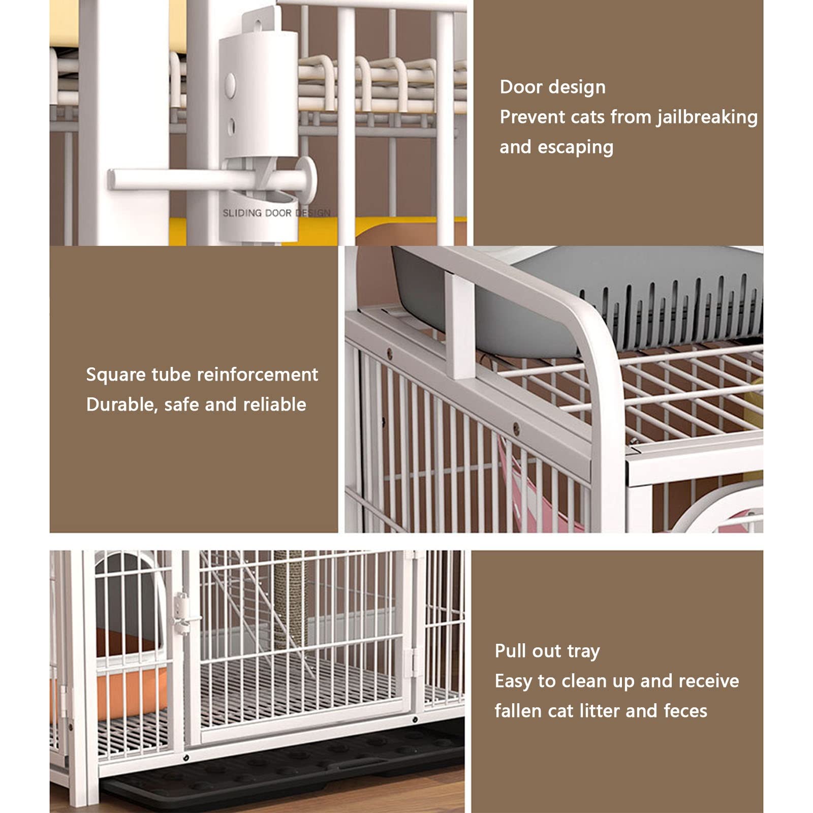 Jaulas para Gatos de Interior, Jaula para Conejos de Interior, recinto para Gatos de Exterior, Jaula de Metal para Gatos, Jaula para Hurones con Puertas, rampas y escaleras adecuadas para hu