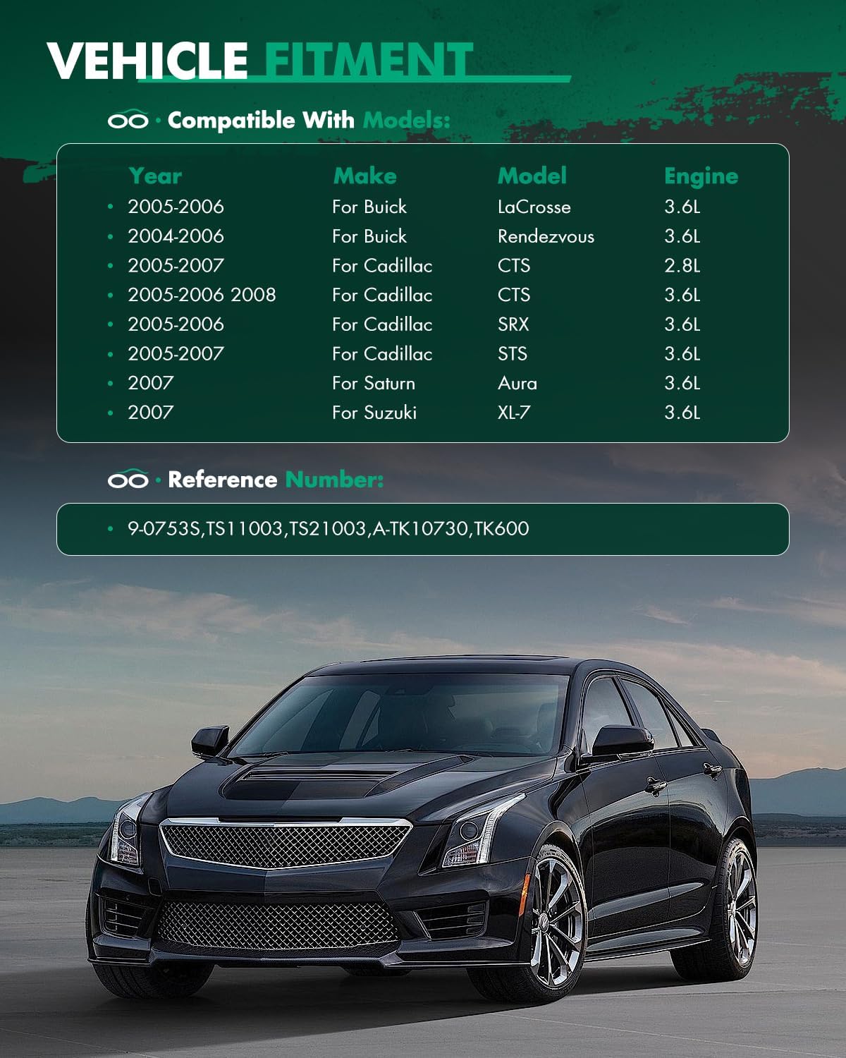 SCITOO TS21003 Engine Timing Chain Kit Sets Replaces for Cadillac for Saturn for Suzuki for Buick CTS STS Aura XL-7 LaCrosse Rendezvous SRX 3.6L 2.8L