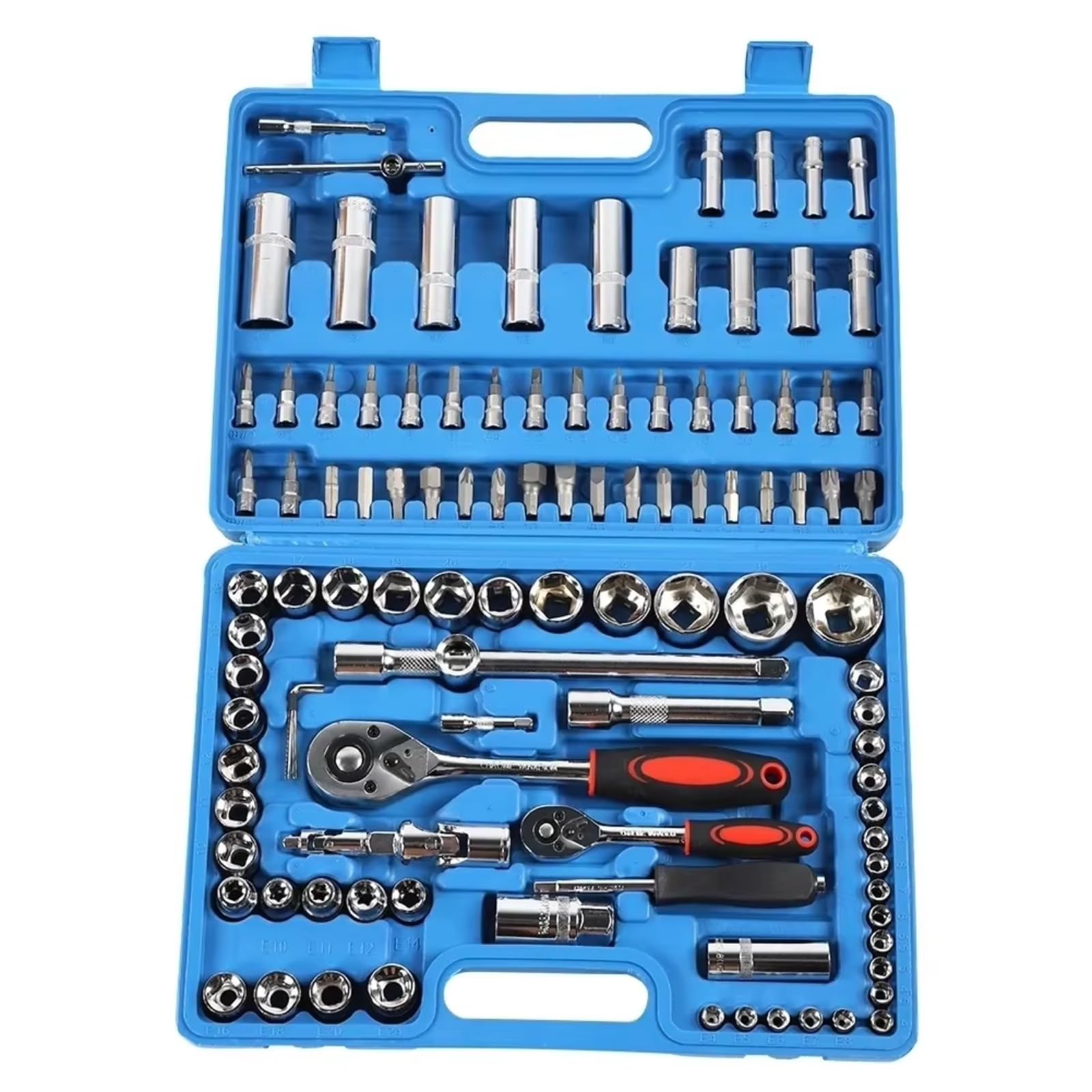 Maletín herramientas multiusos Juego Trinquete 108 Uds. Llaves Acero 1/4 Pulgadas Y 1/2 Pulgadas Herramientas + Caja Kits Herramientas Manuales Kit El Hogar Y El Coche DIY