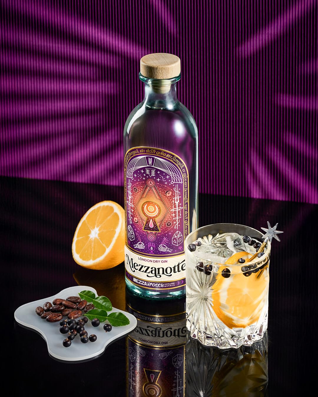 Mezzanotte London Dry Gin | 45% vol, 70 cl, 6 Botaniche, Small Batch, Alcol Biologico