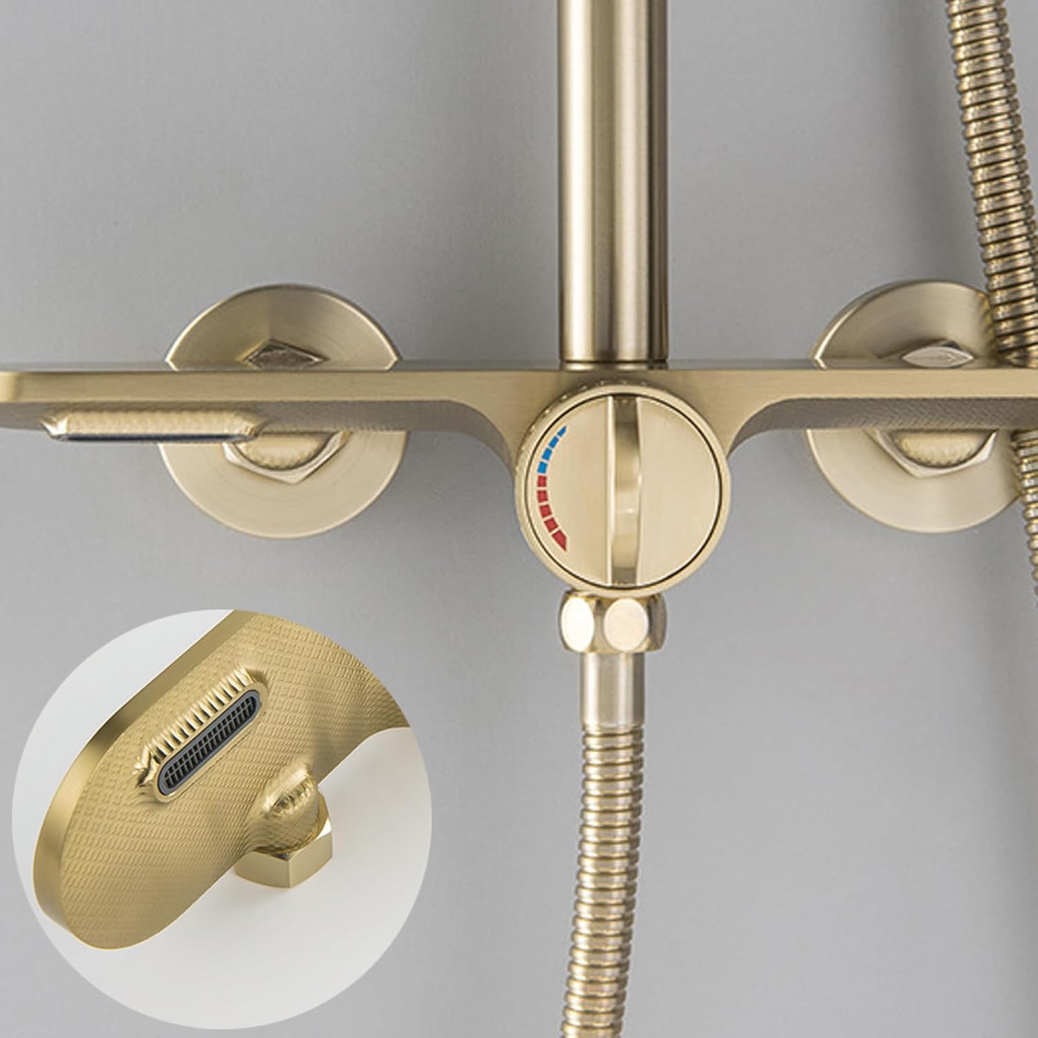 Shower System Brushed Gold Bathroom Shower Faucet Set 3 Functions Shower Fixtures Shower Kit with Valve and Rain Shower Head, 3 Modes Handheld Shower Head