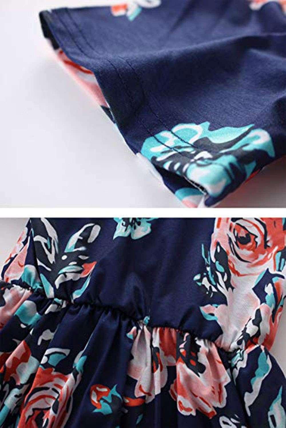 21KIDS Girl Maxi Dress Kids Floral Casual 3/4 Sleeve Dresses with Pocket for Girls 6-12T: Clothing