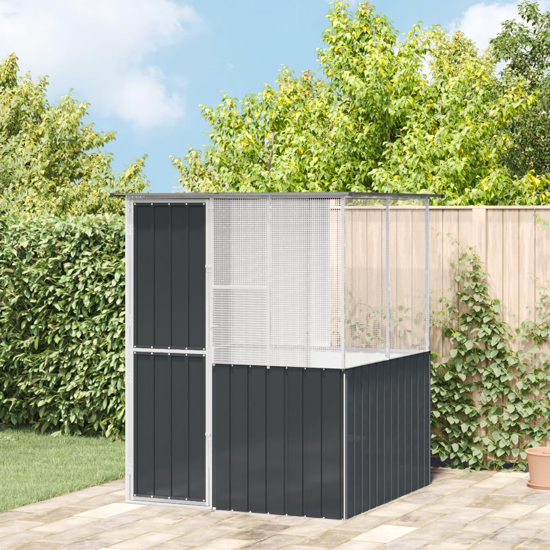 SKM Vogelkäfig Anthrazit 215x78x200 cm Verzinkter Stahl,Tier- & Haustierbedarf,Haustierbedarf,Vogelbedarf,Vogelkäfige & -ständer,Grau,61.8KG,3325168