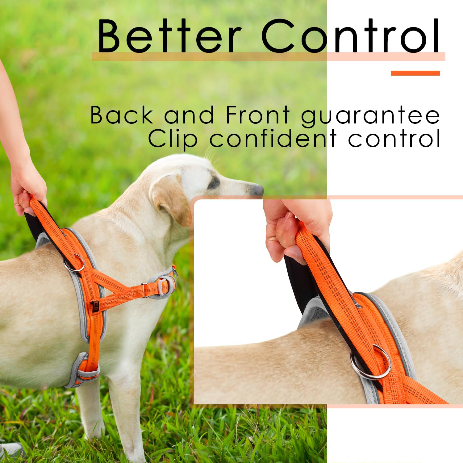 ADVENTUREMORE Arnés para perro de tamaño mediano, sin tirones, con placa para perro con código QR, chaleco reflectante ajustable para perro, a prueba de escapes, con asa de clip frontal de fácil