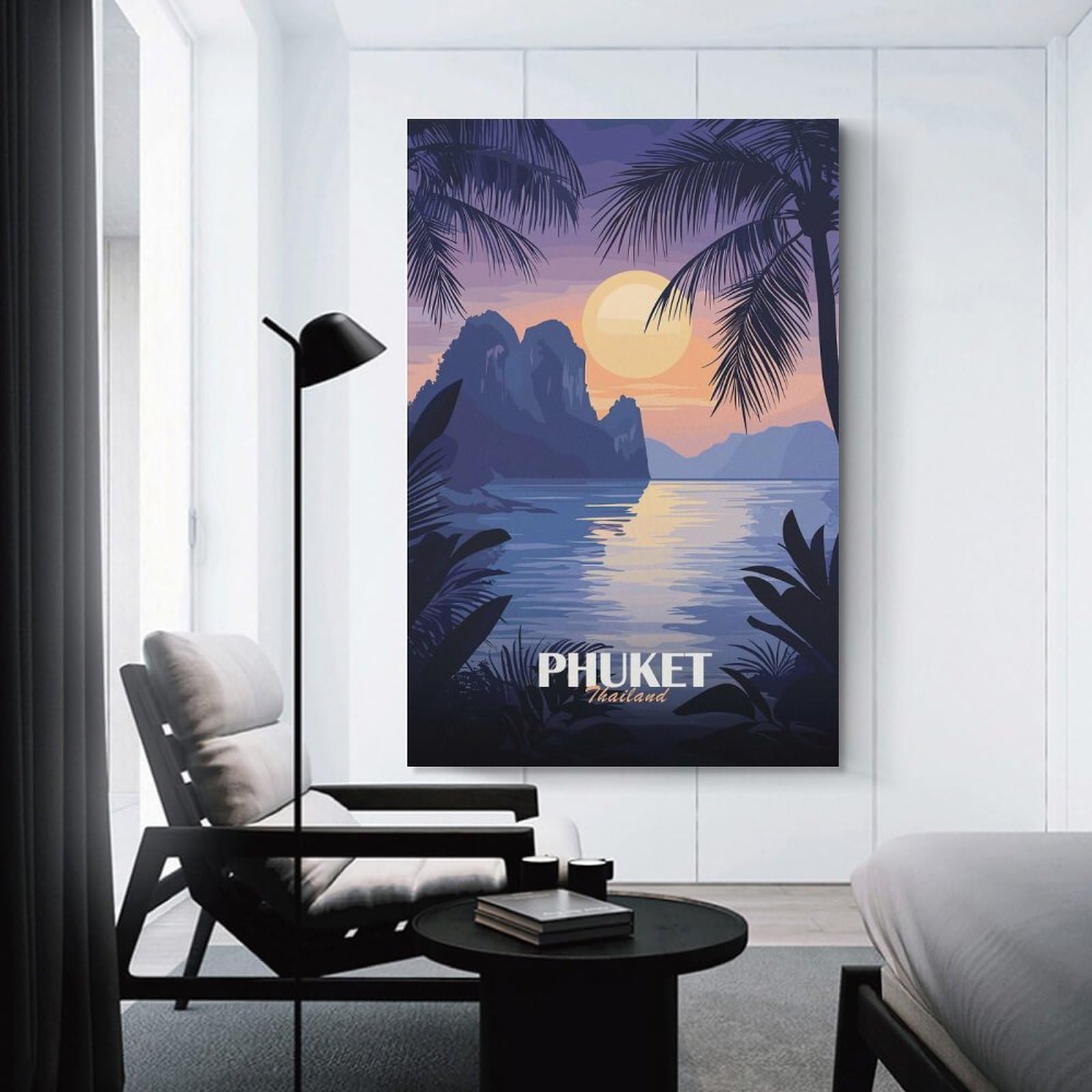Junmoney Phuket Thailand Tropical Island Sunset Canvas Wall Art, 08x12inch(20x30cm), for Wall Displays, Bedrooms Or Room Updates, Ideal for Building A Coordinated Art Wall