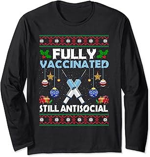 Fully vaccinated still antisocial christmas day pajama Long Sleeve T-Shirt