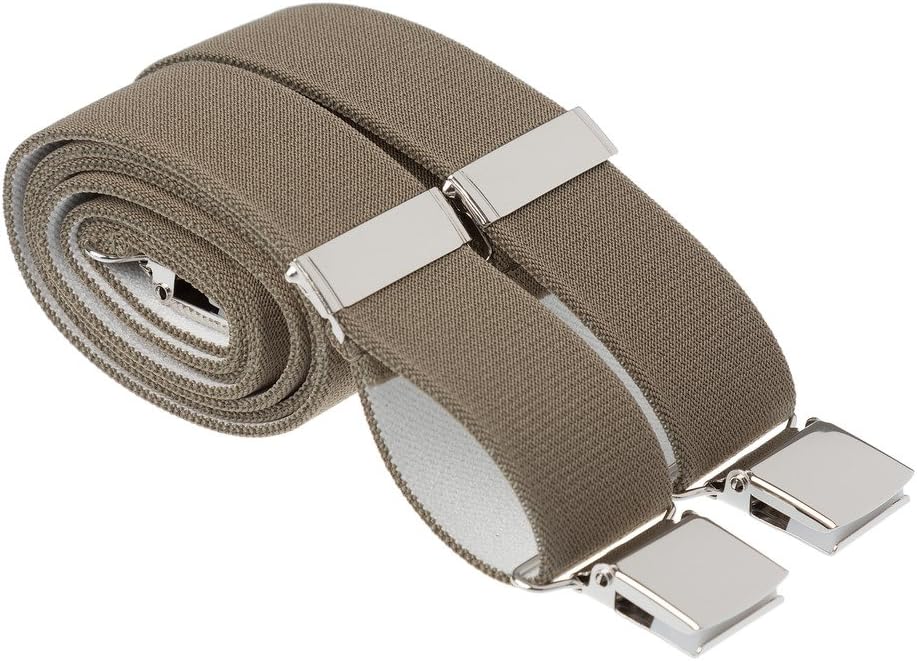 XL Olive Braces For Trousers - Heavy Duty Trouser Suspenders Plain 35mm Wide Adjustable Strong Silver Clips Extra Long Size 48 Inches (XL - 48 Inches Long, Olive Green)