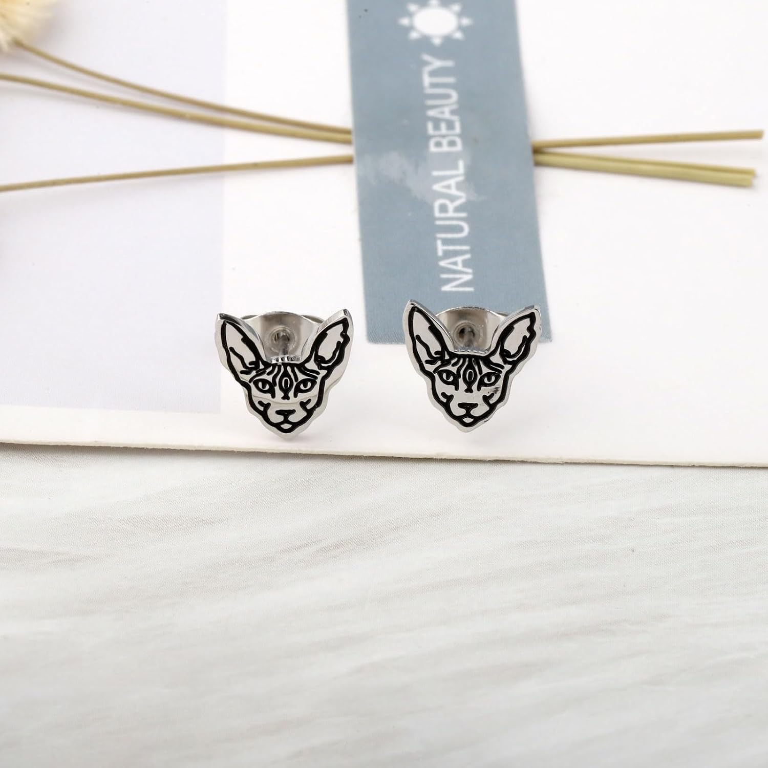 OKEYCH Sphynx Cat Lover Gift Sphynx Cat Stud Earrings Sphynx Cat Mom Jewelry Sphynx Cat Owner Merch