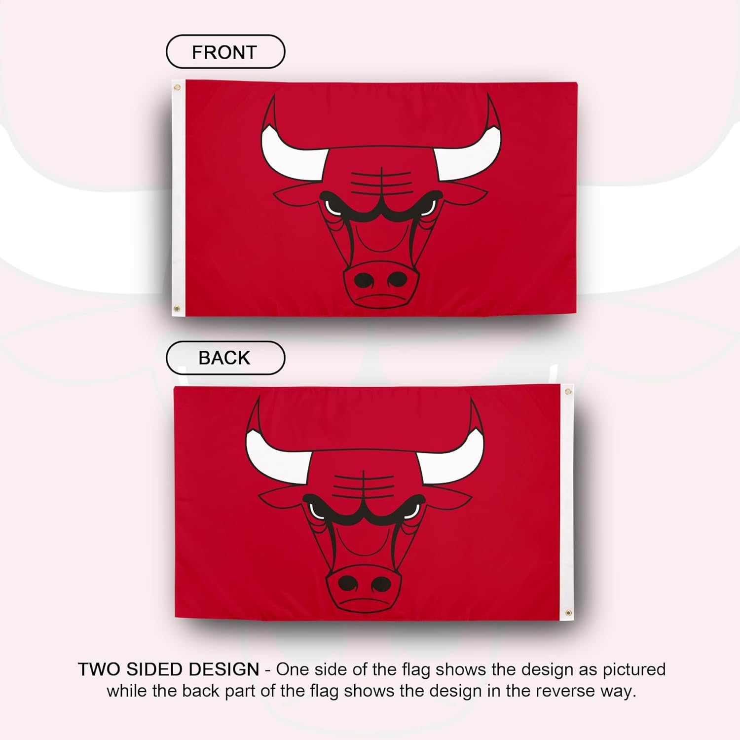 Desert Cactus Chicago Bulls Flag NBA 100% Polyester Indoor Outdoor 3x5 feet National Basketball Association Team Flags (Flag #1) - Image 2