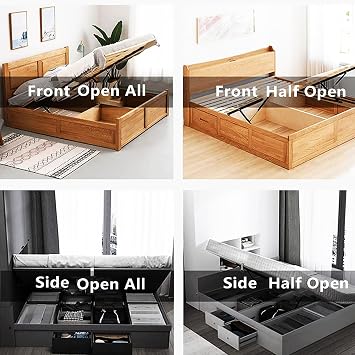 Bed Lift Mechanism 61/75/90/110/120/150cm Hydraulic Bed Lift Kit Tatami Support Rod High Box Bed Lift Furniture Heavy Duty Gas Spring Bed Storage Lift Kit Hydraulic Bed Mechanism(61cm)