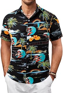 bakjuno Funky Hawaiian Shirt for Men's Ugly Beach Shirts Casual Vacation Beach Button Up T-Shirt