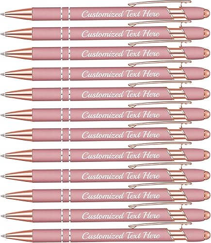 Vista 61 de Aolun Bolígrafo personalizado, bolígrafo grabado personalizado con lápiz capacitivo, metal suave al tacto, introduce el nombre, logotipo o mensaje