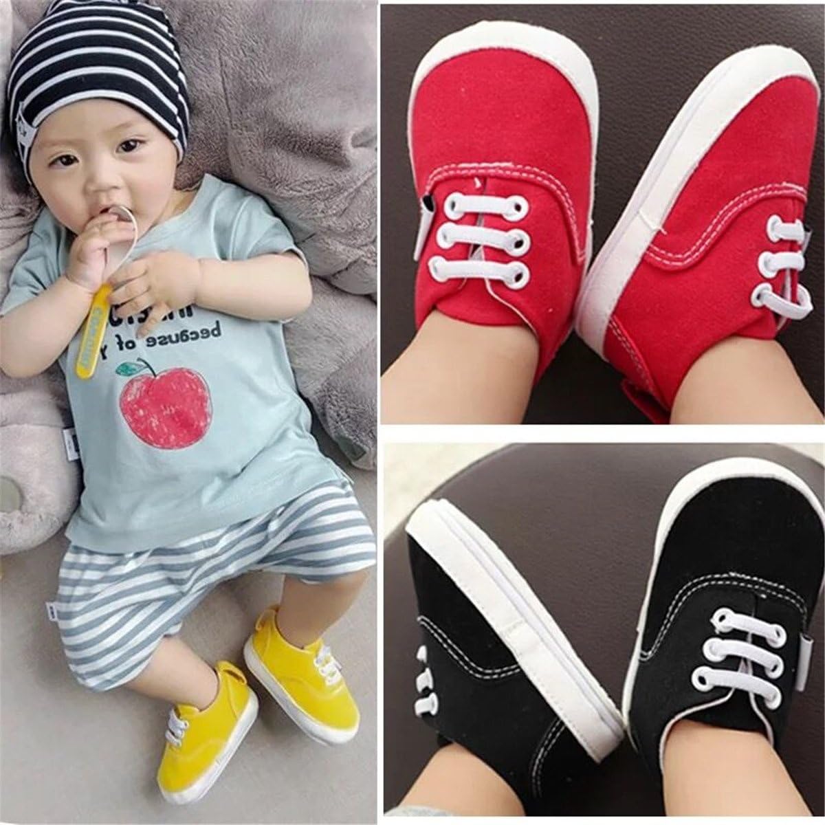 | BENHERO Baby Boys Girls Canvas Toddler Sneaker Anti-Slip First Walkers Candy Shoes 0-24 Months 12 Colors | Sneakers