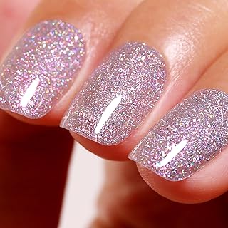 Iridescent Glitter Gel Nail Polish - Clear Sparkle Shimmer for Autumn Winter Rainbow Manicure - Soak off LED UV Polish for Art DIY - 15ML