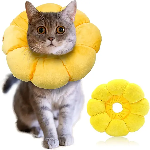 IOSPKKIO® Sunflower Pet Recovery Collar - Adjustable Neck Cone for Cats & Small Dogs